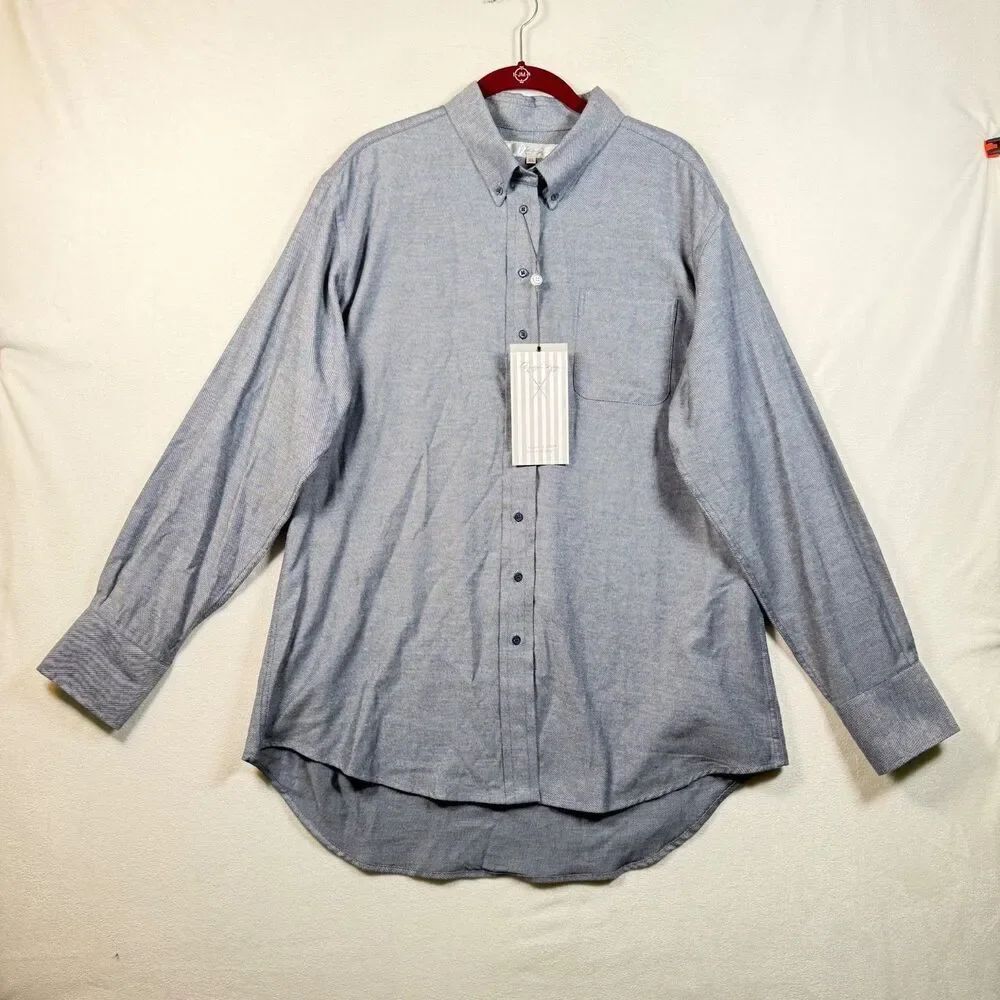 Claridge + King His Is Hers NWT XL Blue Boyfriend Button Down Shirt Cotton